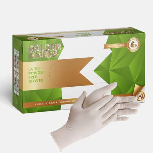 Powder Free Latex Examination Gloves (Golden Hands)