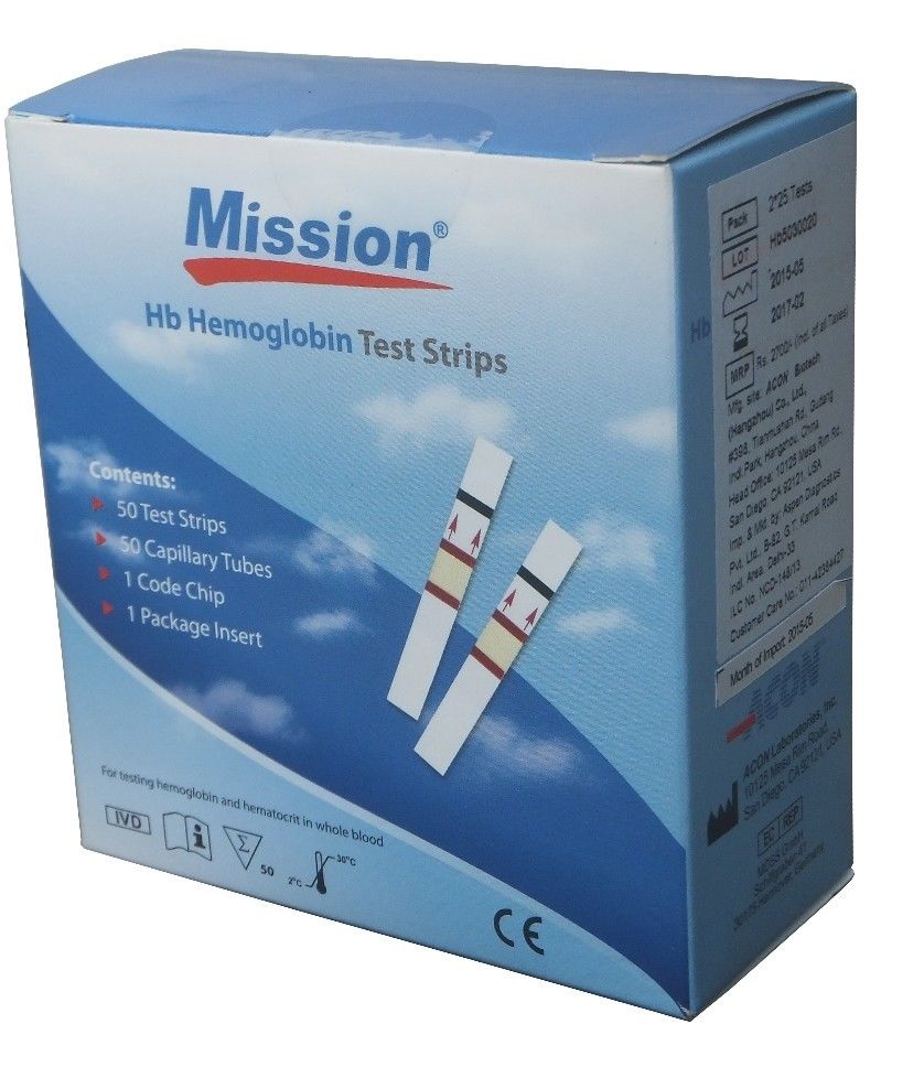 Mission Digital Hb Hemoglobin Testing Strips 50 Tests