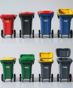 Brown 660 liter wheelie bin