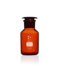 DWK Duran Wide Neck Reagent Bottle, Amber Glass with NS Glass Stopper/Cap, 1000 mL