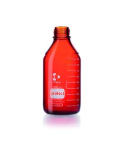 DWK Duran GL 45 Laboratory Glass Bottle, Protect Plastic Coated (PU), Amber, Without Screw Cap and Pouring Ring, 500 ml