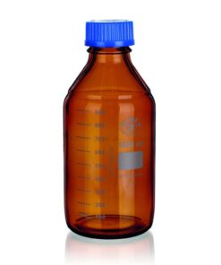 Bohemia Cristal Laboratory Thread Bottle, 10000ml with Blue Cap and Effuse Ring, GL-45, Brown Coated, ISO 4796-1, Borosilicate Glass 3.3