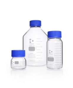 DWK Duran Laboratory Glass Bottle 3500 ml, Clear, GLS 80, Wide Neck, with Screw Cap and Pouring Ring