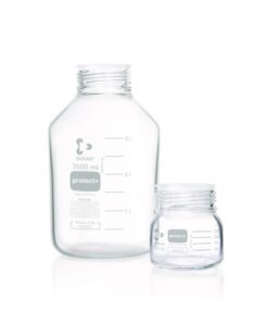 DWK Duran Laboratory Glass Bottle GLS 80 Clear Protect Plastic Coated PA12 with Dust Cap - 250 mL​