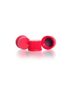 DWK Duran Screw Cap, GL 25 PBT, Closed, Red, with PTFE Protected Seal
