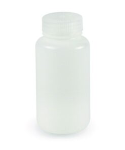 LLG Wide Mouth Bottle, 250 mL, Round, HDPE with Screw Cap, Pack of 12