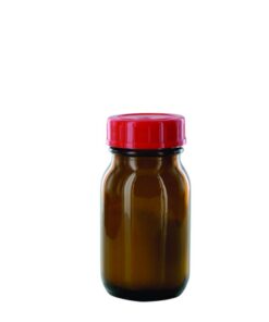 Behr Labor Wide Neck Bottle RB 100 GT, 100ml Amber Glass, with Closure and PTFE-Insert, Thread Dia. 40mm