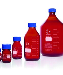 DWK Duran Laboratory Bottles 50ml Amber with Screw Cap and Pouring Ring