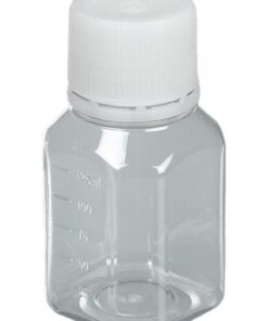 Bürkle Laboratory Bottle 125 ml, PET, Sterile Transparent, Moulded Graduation with Tamper-Evident Cap