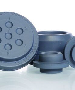 DWK Duran Rubber Stoppers for GL 45 Laboratory Bottle, Straight Plug, Gray Bromobutyl, Pack of 10