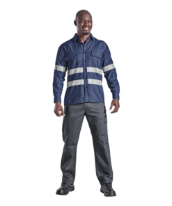 Inferno Safety Shirt Long Sleeve – Navy Denim with Reflective tape