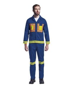 Vintage 100% Cotton Denim Conti Suit – Reflective Arms, Legs & Back – Orange Tape