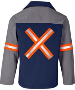 Site Premium Two-Tone Polycotton Workwear Jacket – Reflective Arms & Back – Orange Tape